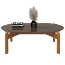 Mesa de Centro Oval Colombo Cinza Perola Cedro