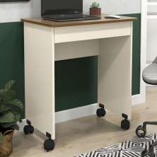 Mesa de Computador com Rodízios Davis Off White Freijó