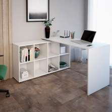 Mesa de Escritório em L 8 Nichos Dakota Branco