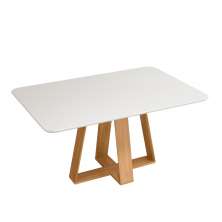 Mesa de Jantar com Tampo de Vidro Nec Carvalho Off White