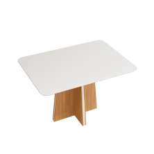 Mesa de Jantar com Tampo de Vidro Oklahoma Carvalho Nobre Off White