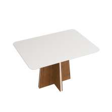 Mesa de Jantar com Tampo de Vidro Oklahoma Freijó Off White