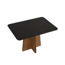 Mesa de Jantar com Tampo de Vidro Oklahoma Freijó Preto Brilho