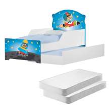 Mini Cama Infantil com Auxiliar Pop Astro no Espaço com Colchões