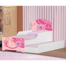 Mini Cama Infantil com Auxiliar Pop Carruagem Rosa