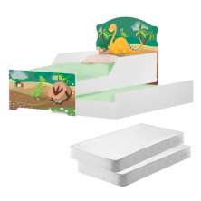 Mini Cama Infantil com Auxiliar Pop Dino nas Pedras com Colchões