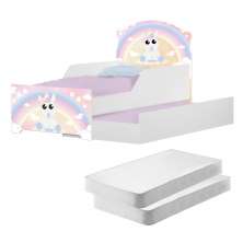 Mini Cama Infantil com Auxiliar Pop Unicórnio Criança com Colchões