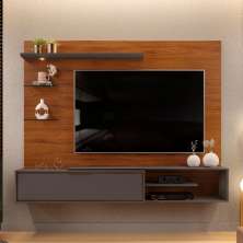 Painel para TV Ares com Led Freijó Cinza