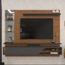 Painel para TV com Espelhos Luaner Freijo Cinza