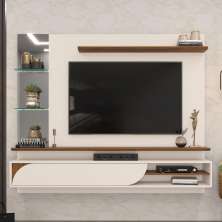Painel para TV com Espelhos Luaner Off White Freijo