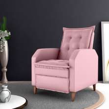 Poltrona  Reclinável Alef Veludo Turkey Rosa