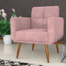 Poltrona Decorativa Itaqui Veludo Turkey Rosa