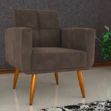 Poltrona Decorativa Juan Veludo Marrom