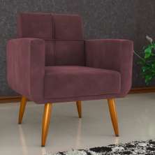 Poltrona Decorativa Juan Veludo Rosê