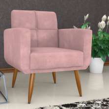 Poltrona Decorativa Juan Veludo Turkey Rosa