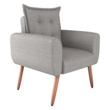 Poltrona Decorativa para Sala Arcos Linho Cinza
