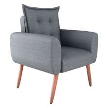 Poltrona Decorativa para Sala Arcos Linho Cinza Saturno