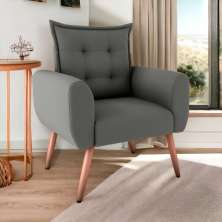 Poltrona Decorativa para Sala Arcos Suede Cinza