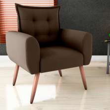 Poltrona Decorativa para Sala Arcos Suede Marrom