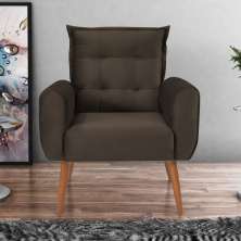 Poltrona Decorativa para Sala Arcos Veludo Marrom