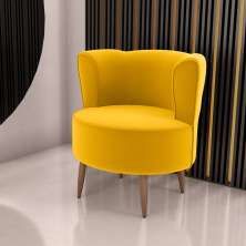 Poltrona Decorativa para Sala Ariel  Veludo Amarelo