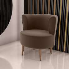 Poltrona Decorativa para Sala Ariel  Veludo Marrom