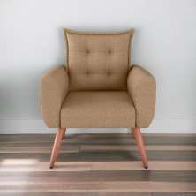 Poltrona Decorativa para Sala Ravi Linho Areia
