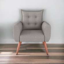Poltrona Decorativa para Sala Ravi Linho Cinza 