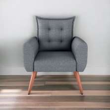 Poltrona Decorativa para Sala Ravi Linho Cinza Saturno
