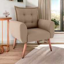 Poltrona Decorativa para Sala Ravi Suede Bege