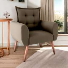 Poltrona Decorativa para Sala Ravi Suede Cappuccino