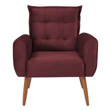 Poltrona Decorativa para Sala Ravi Veludo Vinho