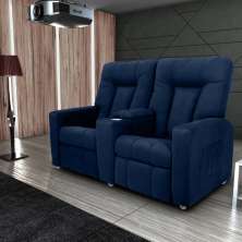 Poltrona Reclinável 2 Lugares Karen Veludo Light Azul