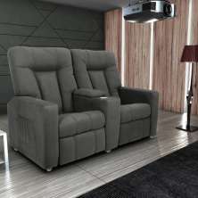 Poltrona Reclinável 2 Lugares Kassel  Veludo Light Cinza