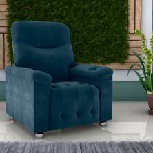 Poltrona Reclinável York Veludo Azul