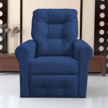 Poltrona Reclinável para Descanso Guaíra Suede Azul