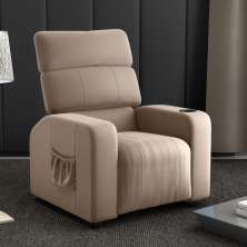 Poltrona Reclinável para Sala Roma Veludo Turkey Cappuccino