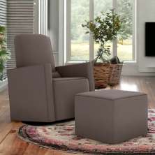 Poltrona para Amamentação com Puff Ana Suede Cappuccino