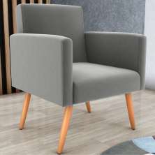 Poltrona para Decoração Belém Suede Cinza