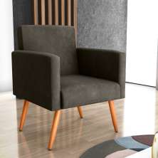 Poltrona para Decoração Belém Veludo Turkey Marrom