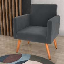 Poltrona para Decoração Sara Veludo Cinza