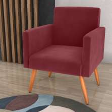 Poltrona para Decoração Sara Veludo Vinho