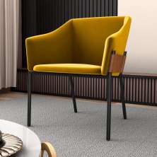 Poltrona para Sala de Recepção Silas Veludo Amarelo