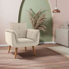 Poltrona para Sala de Recepção Silveiras Inca Areia