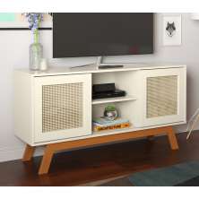Rack para TV Amsterdam detalhe em Rattan Sintético Off White