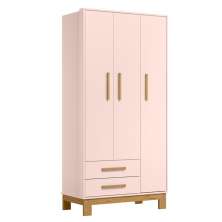 Roupeiro com 3 Portas Segóvia Rosa Acetinado