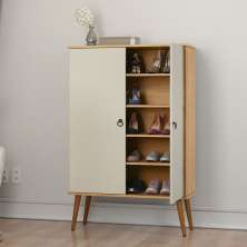 Sapateira com Portas Arandu Cinamomo Off White
