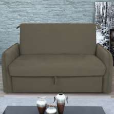 Sofá Cama 2 Lugares com Baú Fabian Suede Cappuccino