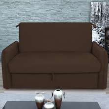 Sofá Cama 2 Lugares com Baú Fabian Suede Marrom
