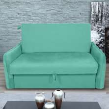 Sofá Cama 2 Lugares com Baú Fabian Veludo Verde Menta